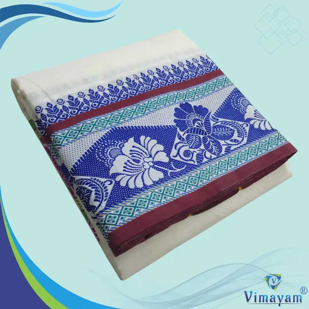 Dual rose designed premium quality dhoti - Assorted border colours