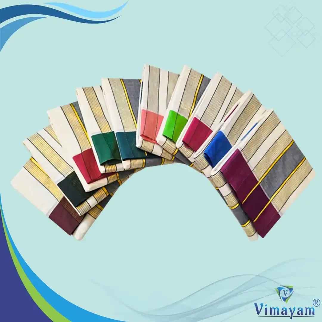 Plain border vaishnava dhoti - Assorted border colours - Vimayam Dhoties