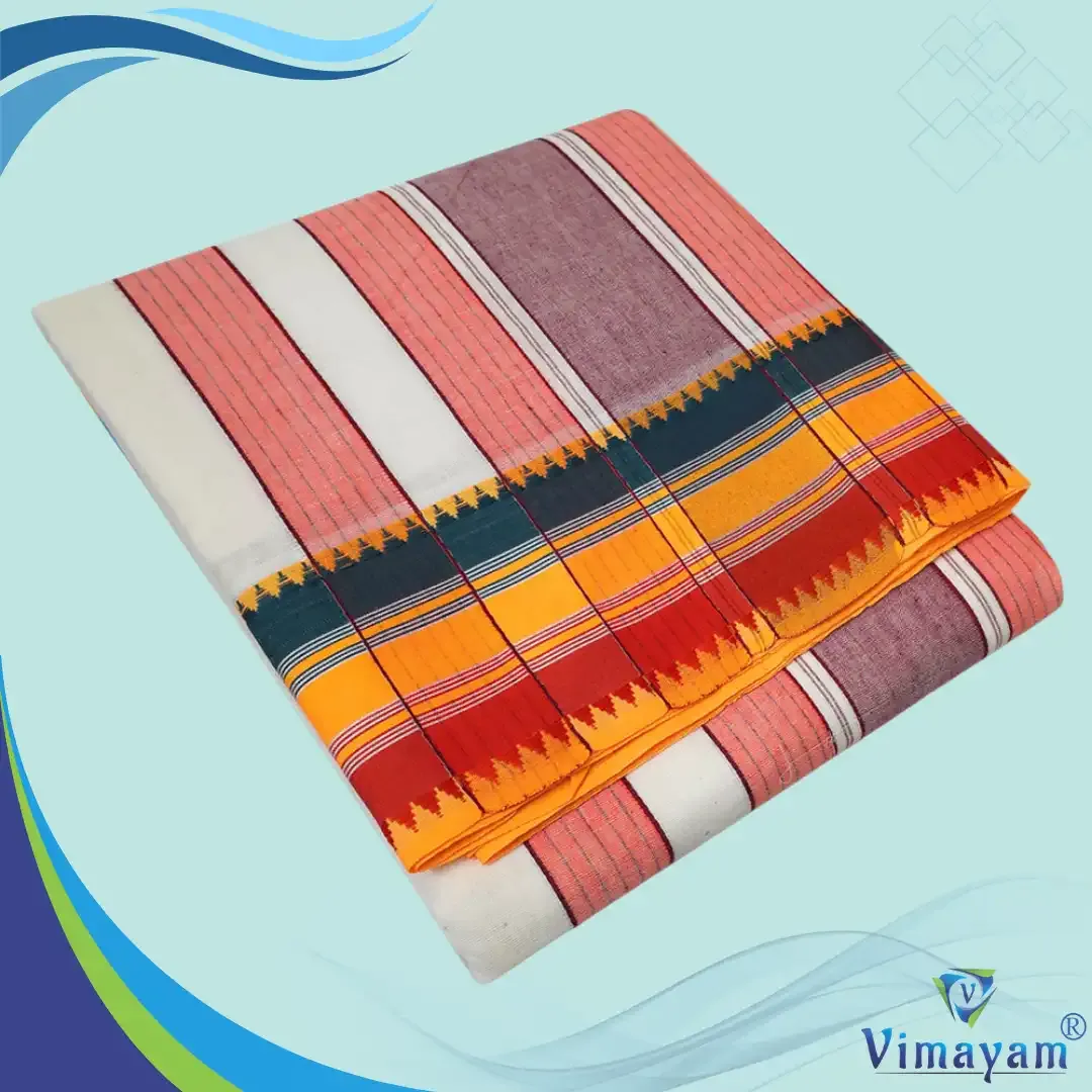 Tri colour premium quality vaishnava dhoti - Vimayam Dhoties