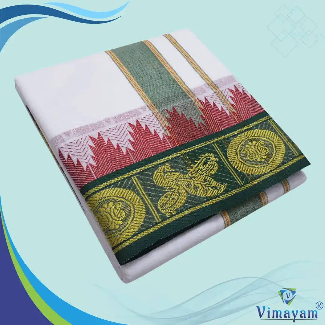 Peacock veenai temple broder dhoti 9X5 - Vimayam Dhoties