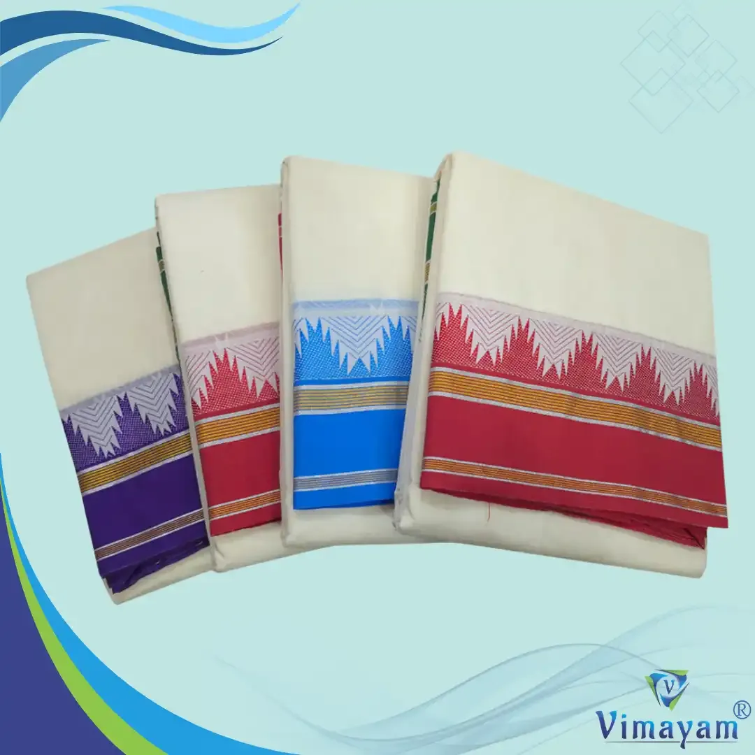 Plain border silver zari thalamboo dhoti - Assorted border colours