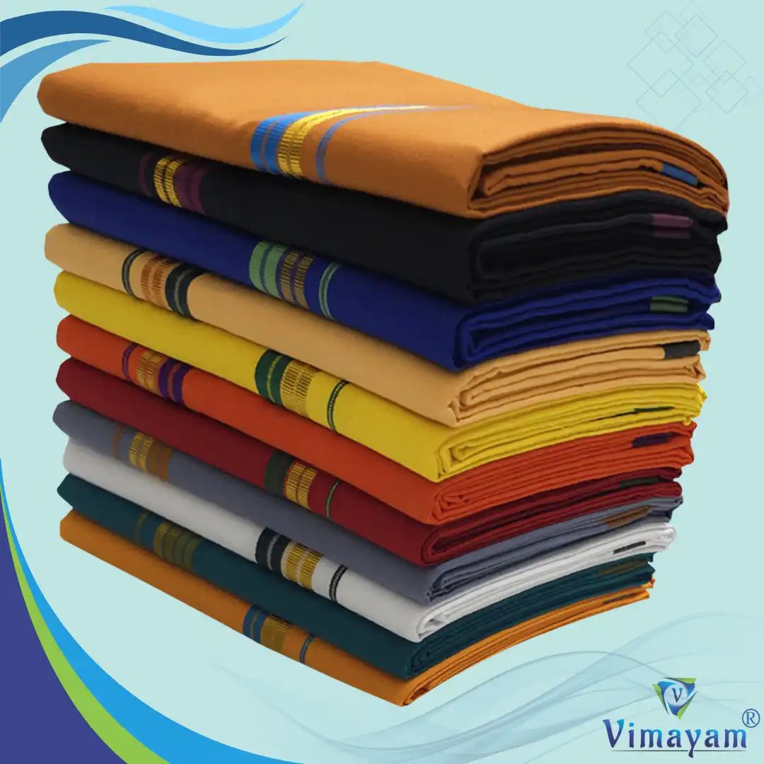 Fancy border cotton dhoti  - Vimayam Dhoties