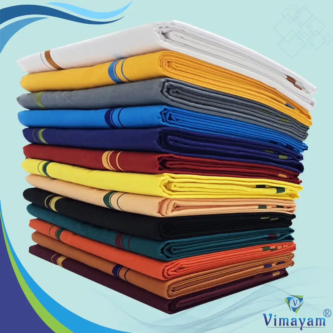 Thick border special quality cotton dhoti - Assorted border colours