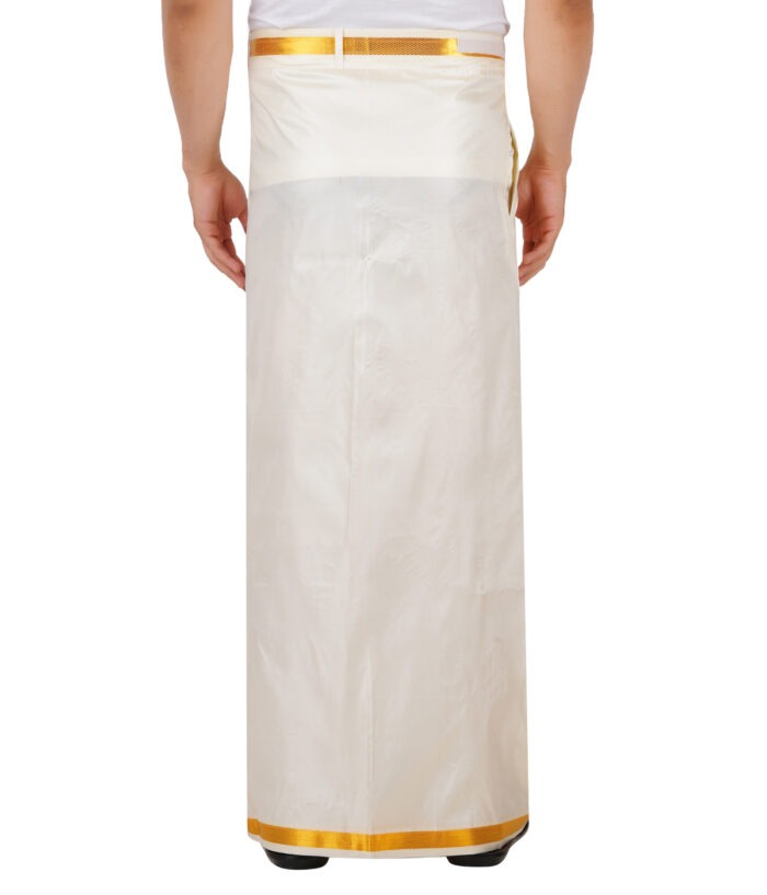 Golden Jari Readymade Velkaro Pocket Dhoti - Image 4