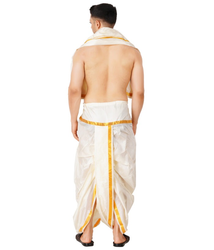 Golden Jari Readymade Panjagajam Pocket Dhoti - Image 3