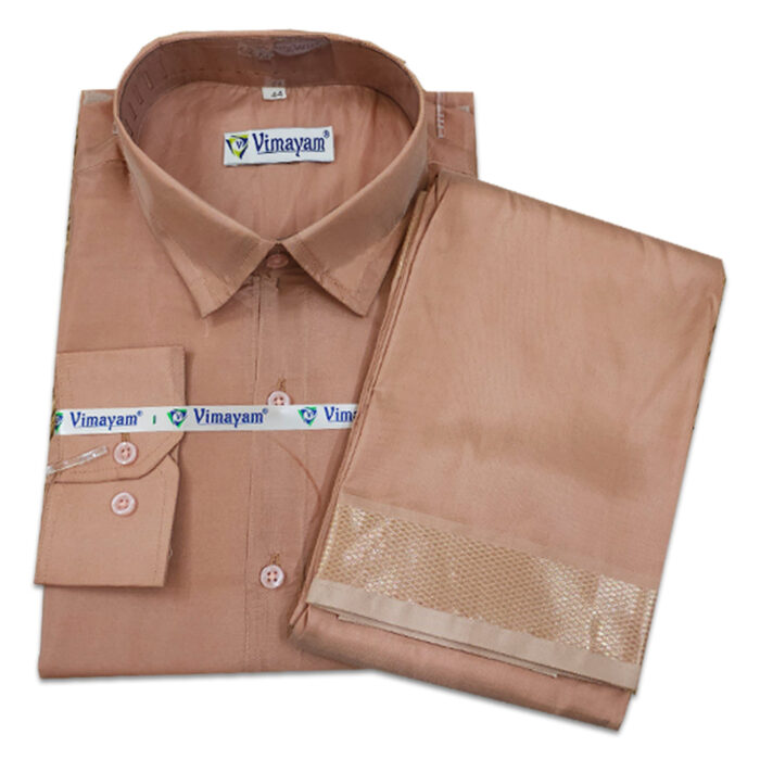 Copper Color with Copper Border Dhoti towel & Shirt 3 in 1 - Image 1