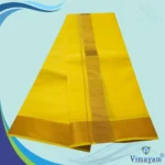 Yellow Color Dhoti with Golden Zari Border - Image 2