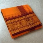 Light Orange Cotton Colour Fine Quality Dhoti 5 Inch Border - Image 3