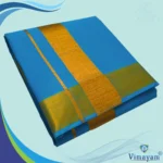 Anandha Blue Color Dhoti with Golden Zari Border