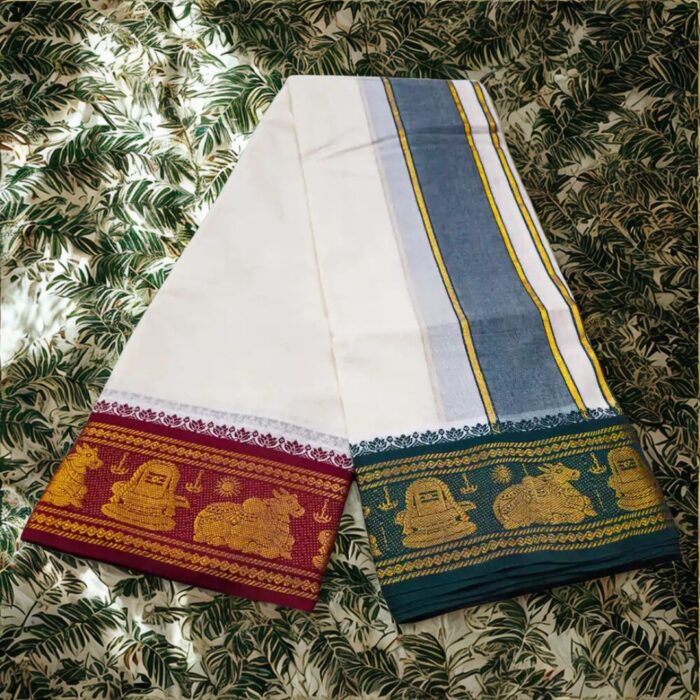 Nandhi Lingam Designed 5 Inch Border Best Quality Dhoti - Image 2