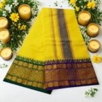 Yellow Cotton Colour Fine Quality Dhoti 5 Inch Border - Image 2