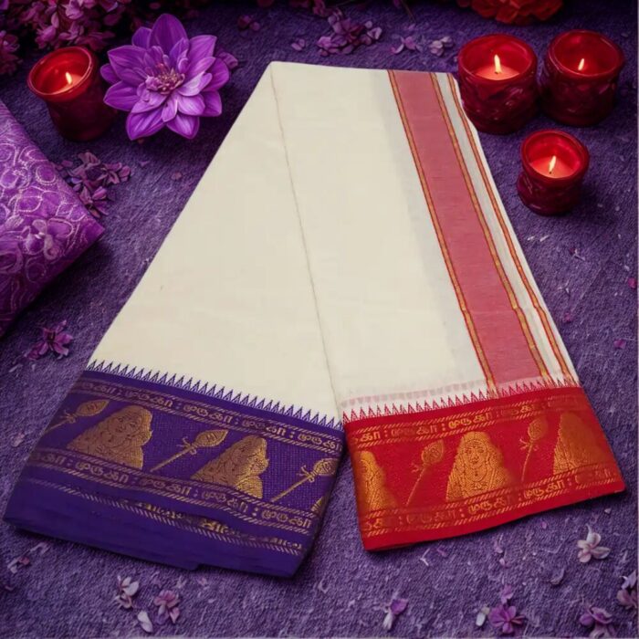 Murugan Designed 5 Inch Border Fine Quality Dhoti - Image 2