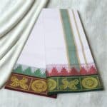 Temple Border Pure White Dhoti 9X5 - Image 2