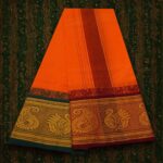 Orange Cotton Colour Fine Quality Dhoti 8 Inch Border - Image 2