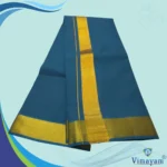 Peacock Neck Color Dhoti with Golden Zari Border - Image 2