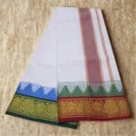 Temple Border Pure White Dhoti 9X5 - Image 2