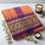 Peach Cotton Colour Fine Quality Dhoti 5 Inch Border - Image 2