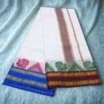 Temple Border Pure White Dhoti 9X5 - Image 2
