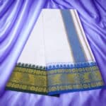 Cotton Dhoti Blue and Matching Border - Image 2