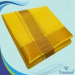 Yellow Color Dhoti with Golden Zari Border