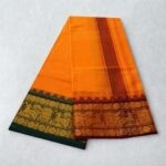 Light Orange Cotton Colour Fine Quality Dhoti 5 Inch Border - Image 2