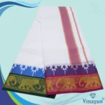 Temple Border White Premium Quality Dhoti - Image 2
