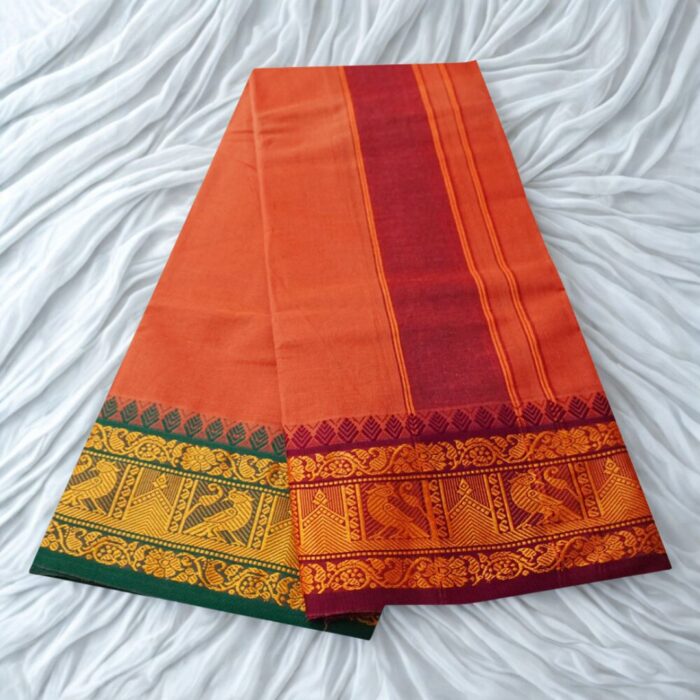Kavi Cotton Colour Fine Quality Dhoti 5 Inch Border - Image 3