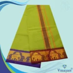 Mint Green Cotton Colour Fine Quality Dhoti 3 Inch Border - Image 2