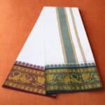 Cotton Dhoti Green and Matching Border - Image 2