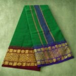 Green Cotton Colour Fine Quality Dhoti 5 Inch Border - Image 2