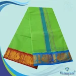 Parrot Green Cotton Colour Fine Quality Dhoti 3 Inch Border - Image 2
