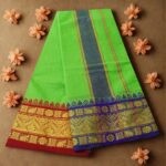 Parrot Green Cotton Colour Fine Quality Dhoti 5 Inch Border - Image 2