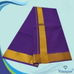 Lavender Color Dhoti with Golden Zari Border - Image 2