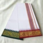 Cotton Dhoti with Red and Matching Border - Image 2