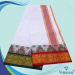 Temple Border Pure White Dhoti 9X5 - Image 2