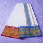 Cotton Dhoti Blue and Matching Border - Image 3