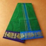 Green Cotton Colour Fine Quality Dhoti 3 Inch Border - Image 2