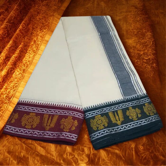 Namam Chakra Designed 5 Inch Border Premium Quality Dhoti - Image 2