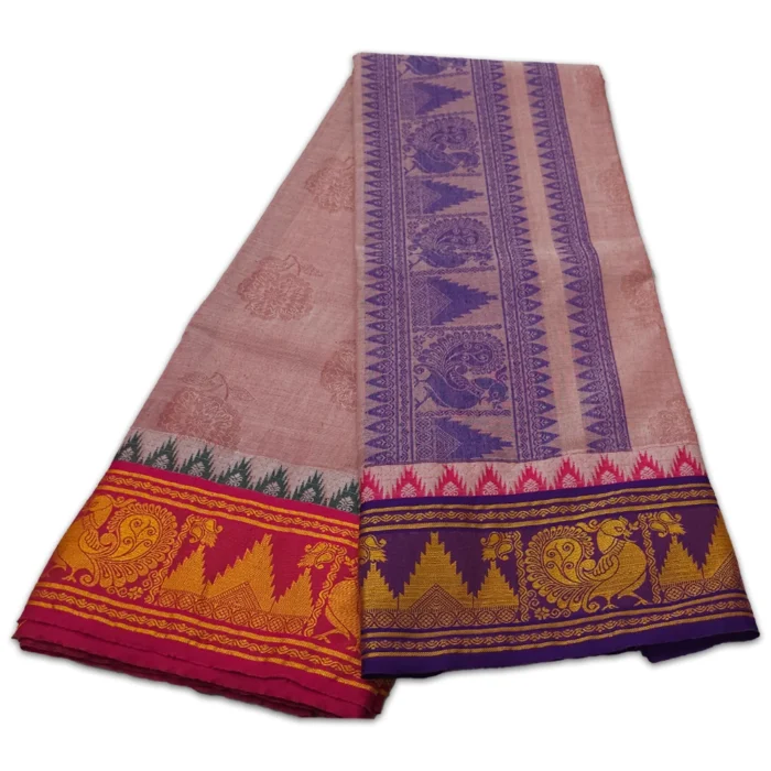 Brown Colour Premium Embose Cotton Dhoti with Towel 9X5 - Image 2