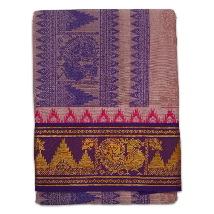 Brown Colour Premium Embose Cotton Dhoti with Towel 9X5 - Image 1