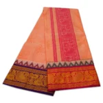 Peach Colour Premium Embose Cotton Dhoti with Towel 9X5 - Image 2