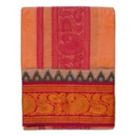 Peach Colour Premium Embose Cotton Dhoti with Towel 9X5