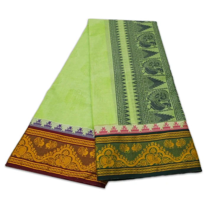 Pista Green Colour Premium Embose Cotton Dhoti with Towel 9X5 - Image 2