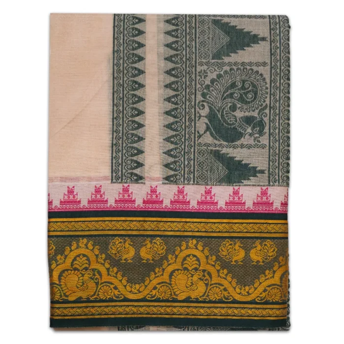 Biscuit Colour Premium Embose Cotton Dhoti with Towel 9X5 - Image 1