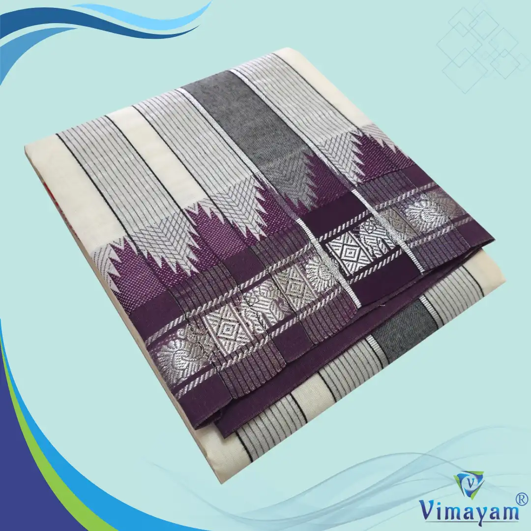 SVT MINI JAQUAT -1 Fancy Zari Designed Special Quality Vaishnava Dhoties - Image 1