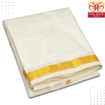 Pure Silk Cream Color Dhoti 1 Inch Golden Zari