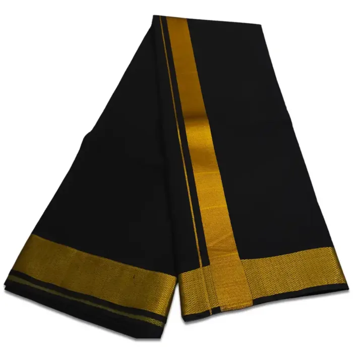 Black Color Dhoti with Golden Zari Border - Image 2