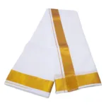 2 Inch Golden Zari Border White Dhoti - Image 2