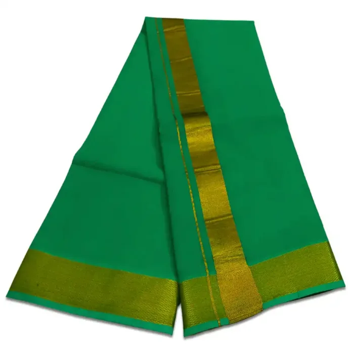 Green Color Dhoti with Golden Zari Border - Image 2