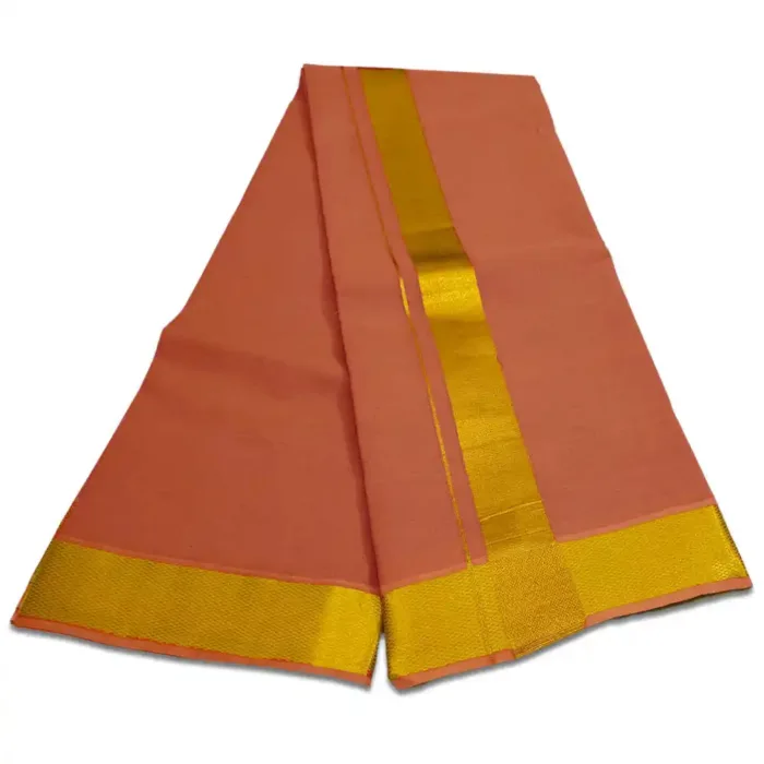 Kavi Color Dhoti with Golden Zari Border - Image 2